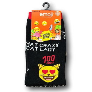 3/$20 That Crazy Cat Lady Emoji Funny Novelty Crew Socks - NWT